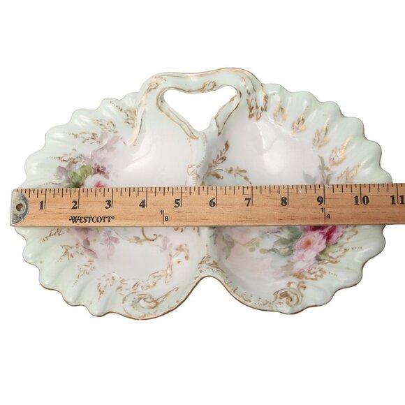 Antique H & Haviland Limoges Fine China Candy Dish Bowl Tray Gold Floral France - Picture 3 of 9